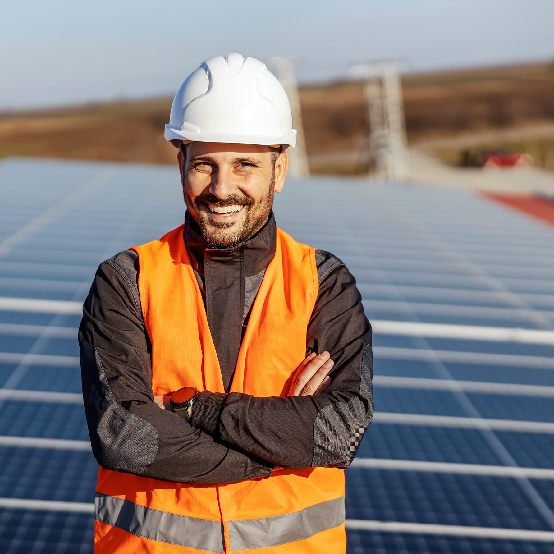 Solar installer on roof