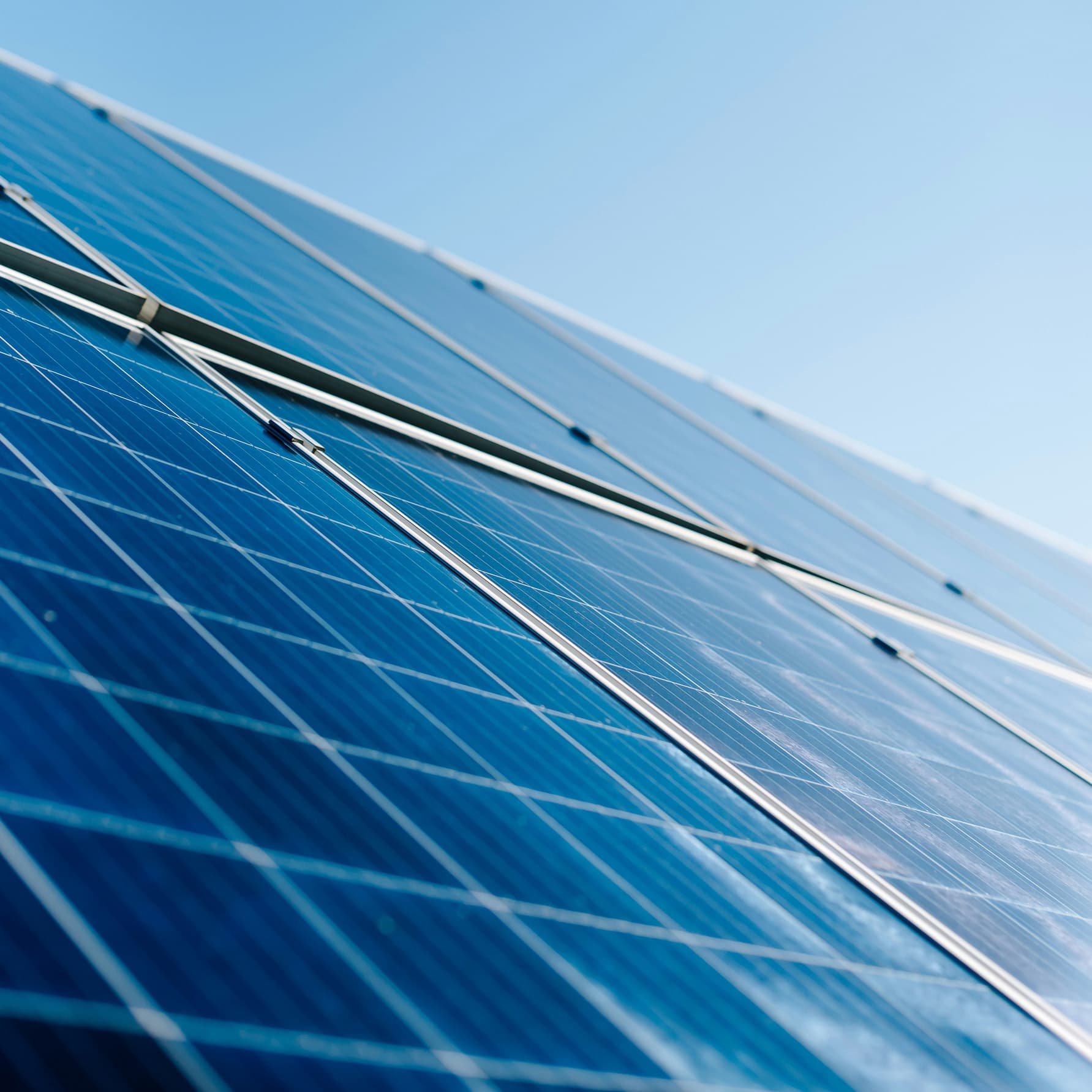 Solar panel with blue sky background